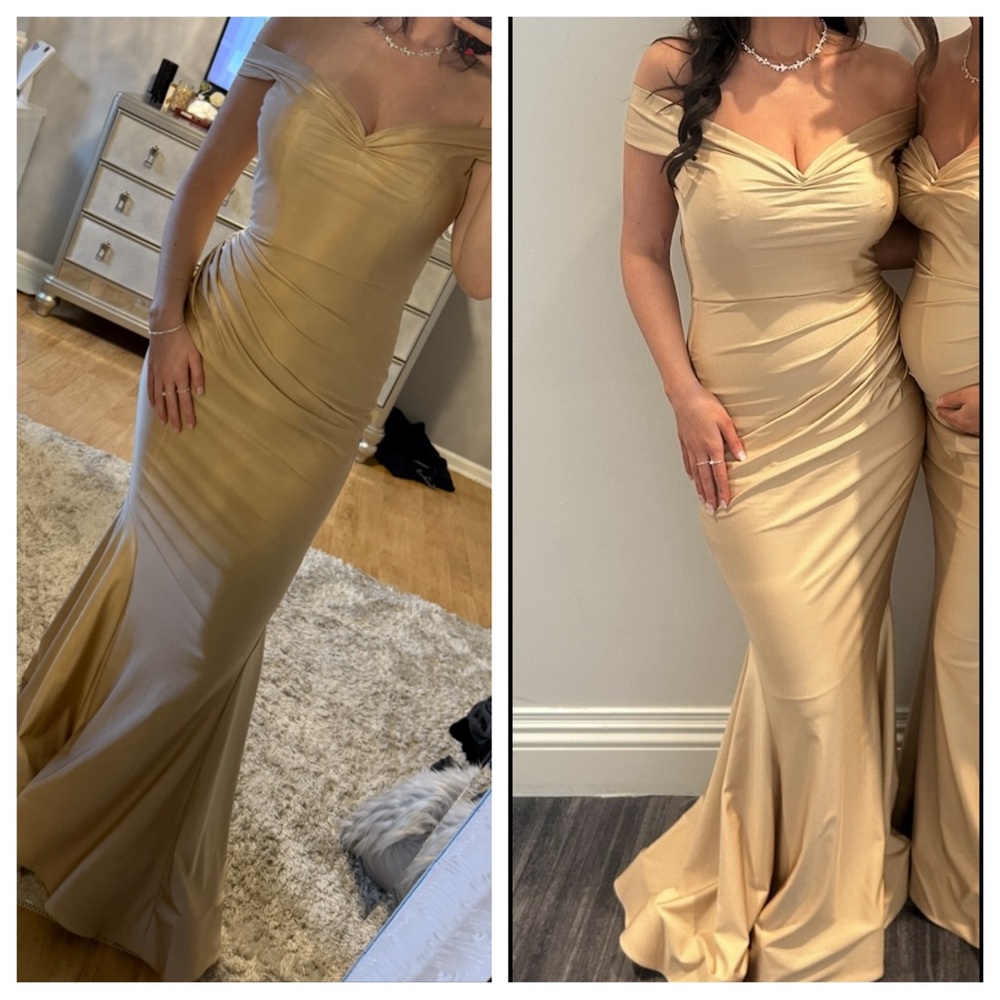 Bari Jay Strapless Gold Gown - Picture 3 of 3